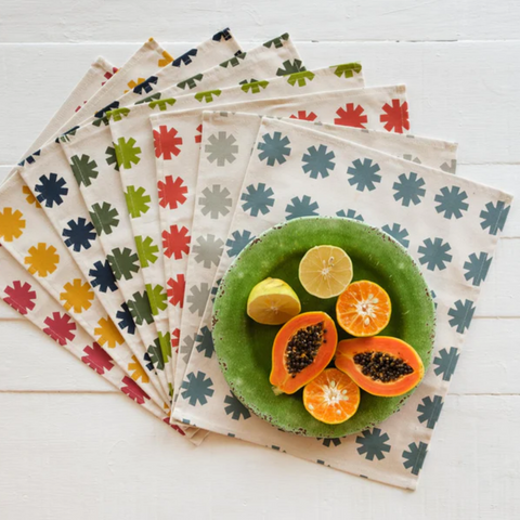 Fijian Handprinted Canvas Placemats | Set of 4
