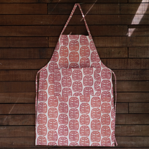 Tropical Handprinted Cotton Canvas Apron