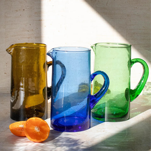 Handblown Recycled Glass Jug